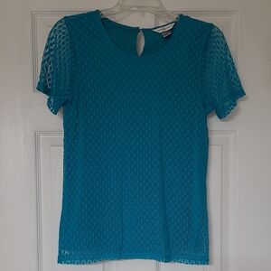 Christopher & Banks Teal Lace Blouse